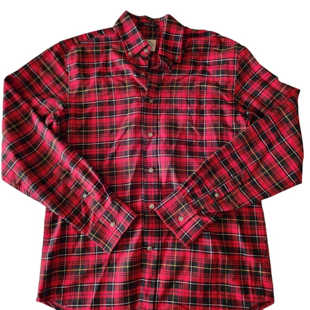 St Johns Bay Shirt Long Sleeve Red Plaid Button Down Mens Casual Small